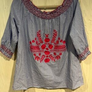 Design History Boho Embroidery Blouse Size XL